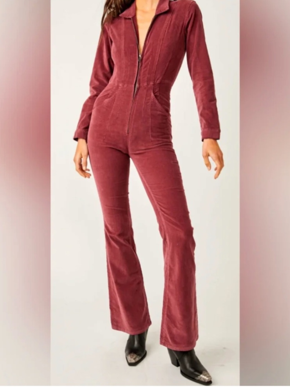 Free People Jayde Cord Flare Leg Jumpsuit XS